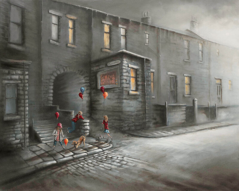 Children with Balloons — Gray