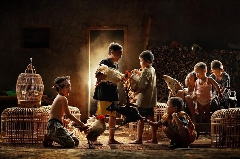 Children with Chickens