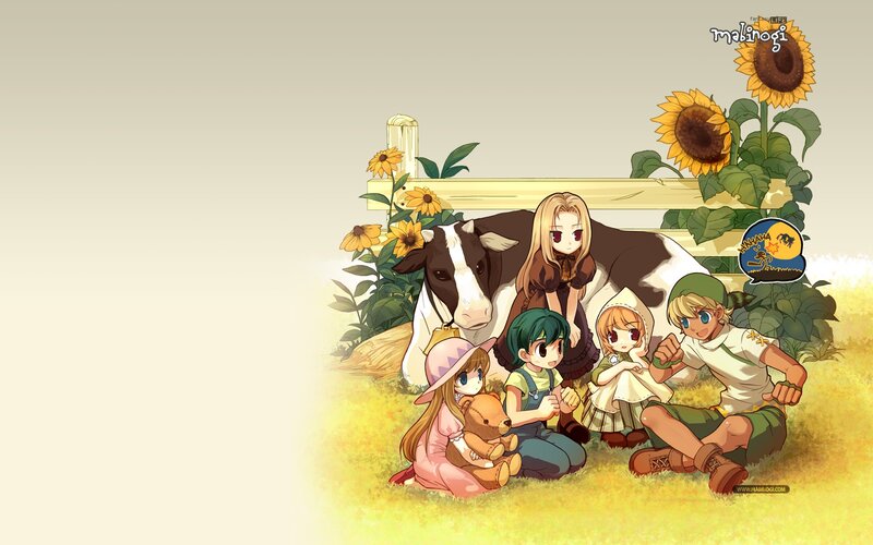 Children with Cow and Sunflowers