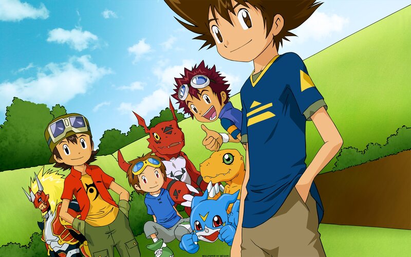 Children with Digimon — Blue, Cheerful, Afternoon