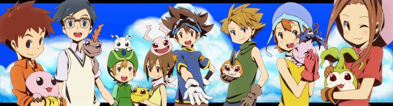 Children with Digimon — Blue, Cheerful