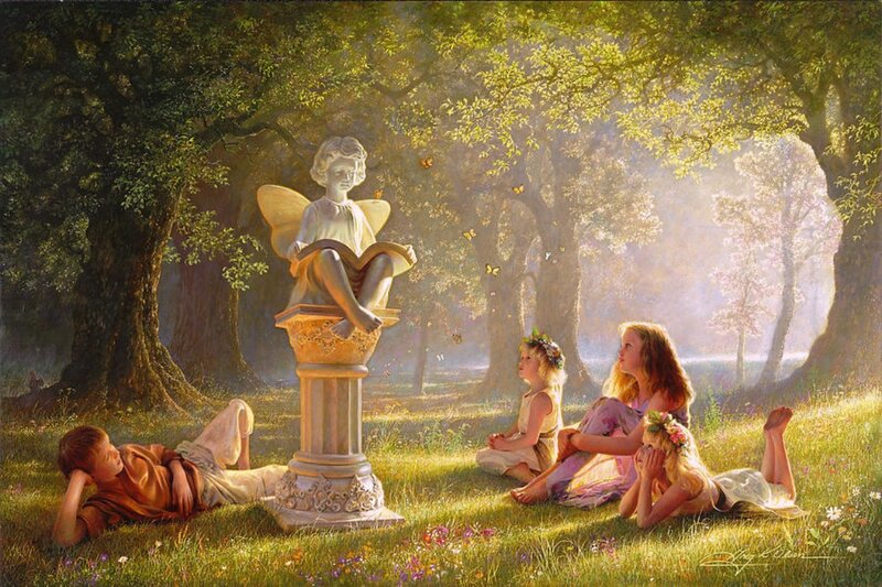 Children with Fairy Statue
