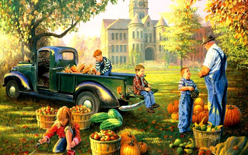 Children with Farmer at Harvest