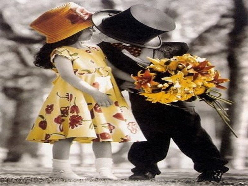 children with flowers