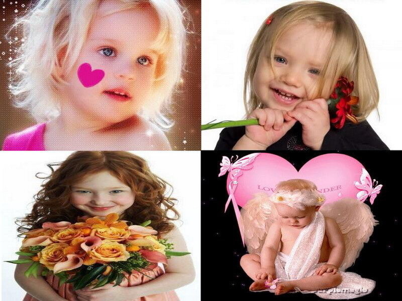 children with flowers and angels