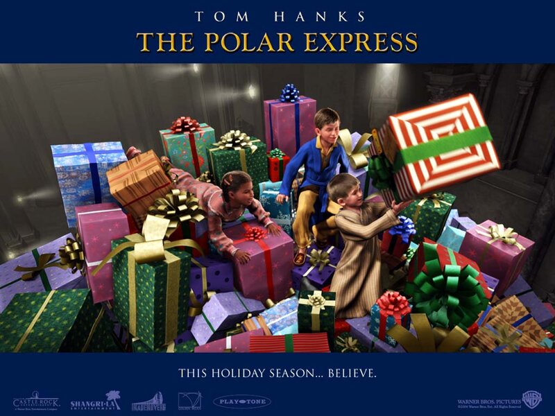 Children with Gifts — Blue, Festive
