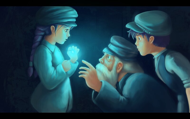 children with glowing object