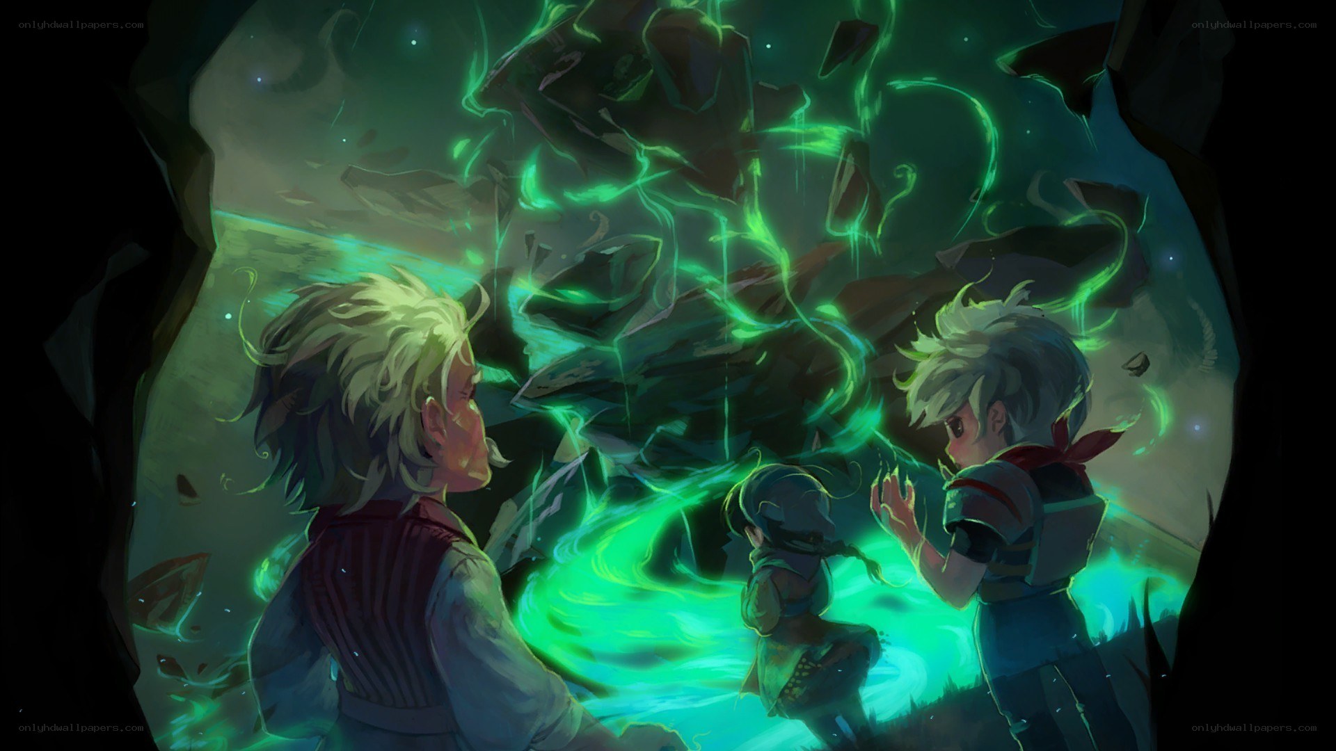 children with green energy