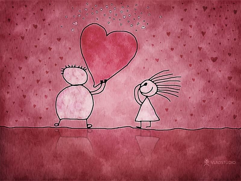 Children with heart balloon