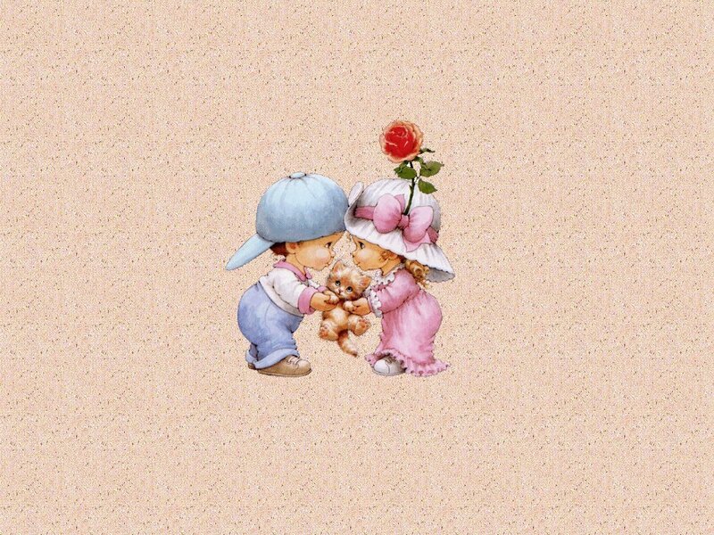 children with kitten illustration