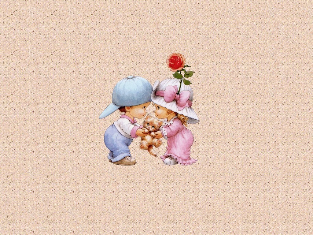 children with kitten illustration