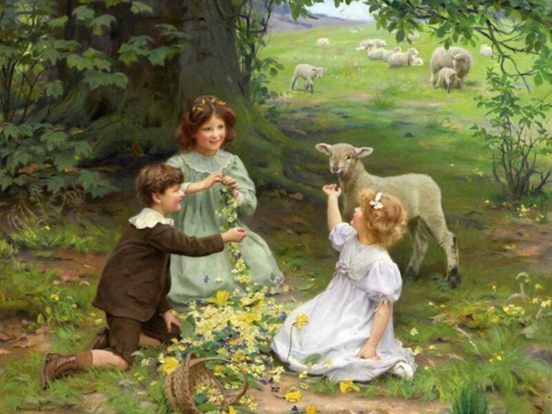 Children with Lambs