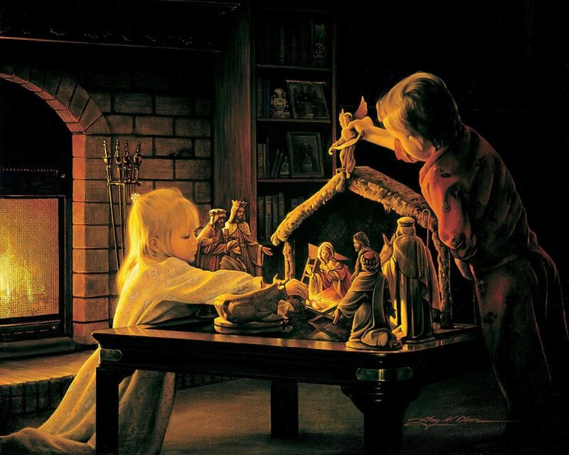 Children with Nativity Scene