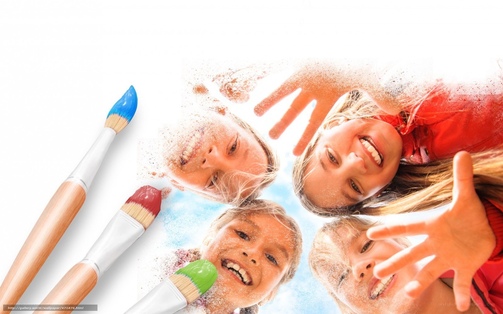 children with paintbrushes