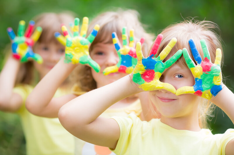Children with Painted Hands