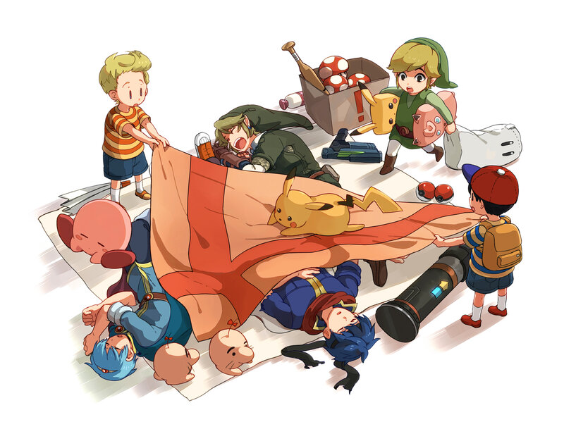 Children with Pokémon and Link