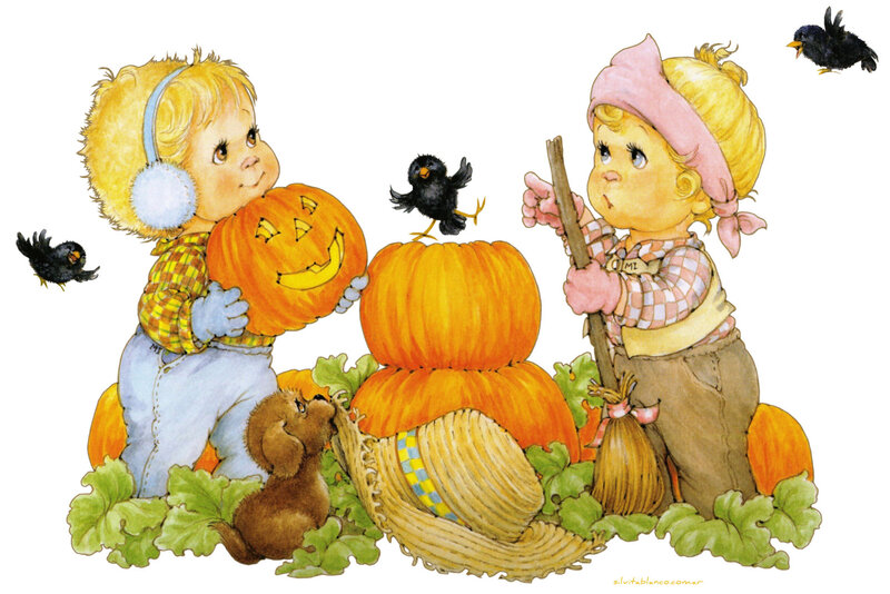 Children with Pumpkins — Orange