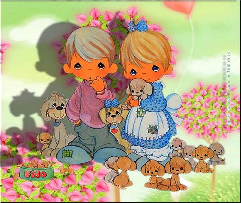 Children with Puppies