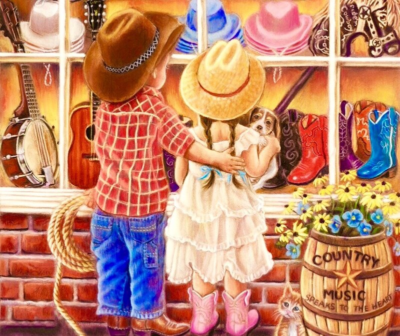 Children with Puppy — Brown