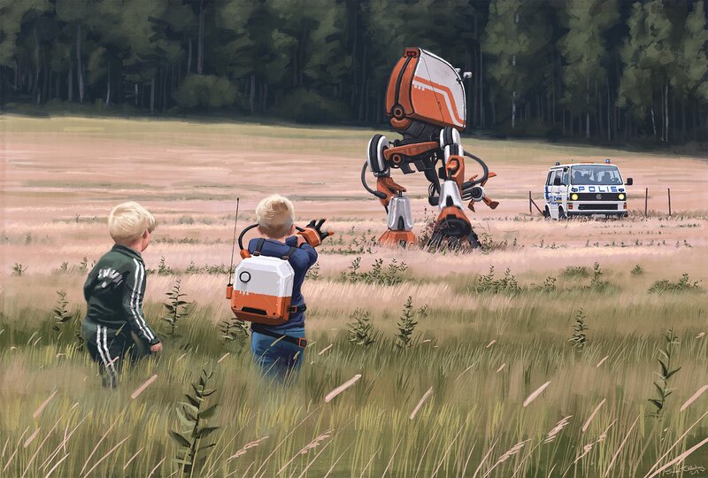 Children with Robot — Green