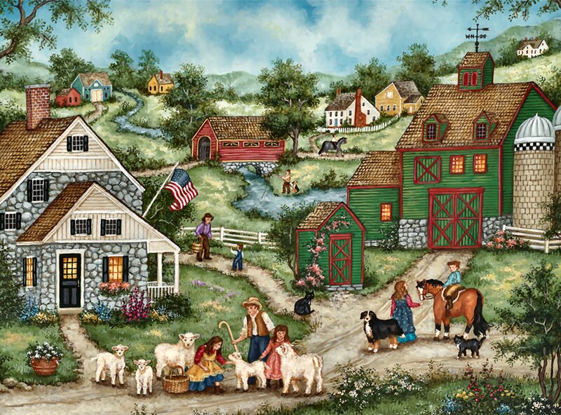 Children with Sheep on Farm