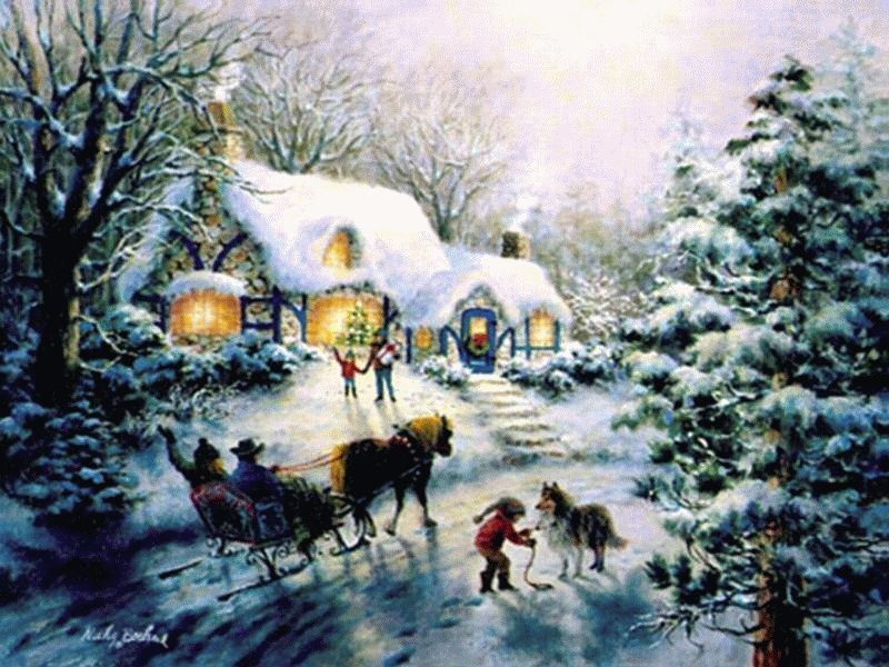 Children with Sleigh and Dog
