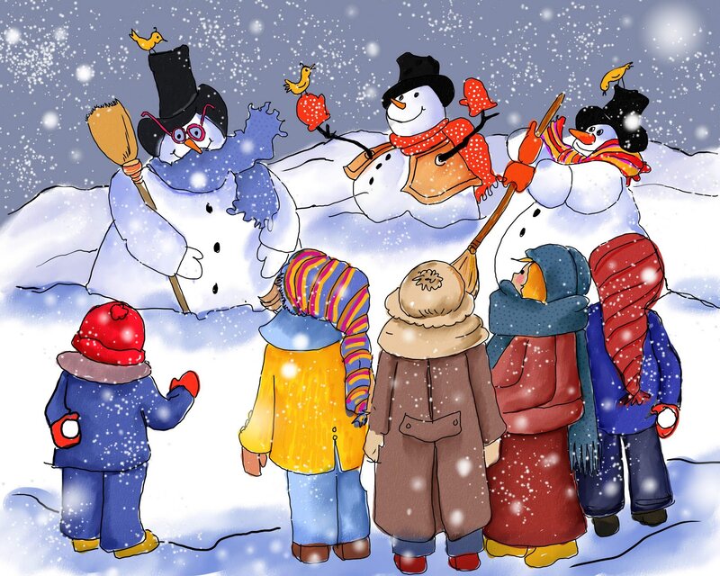 Children with Snowmen