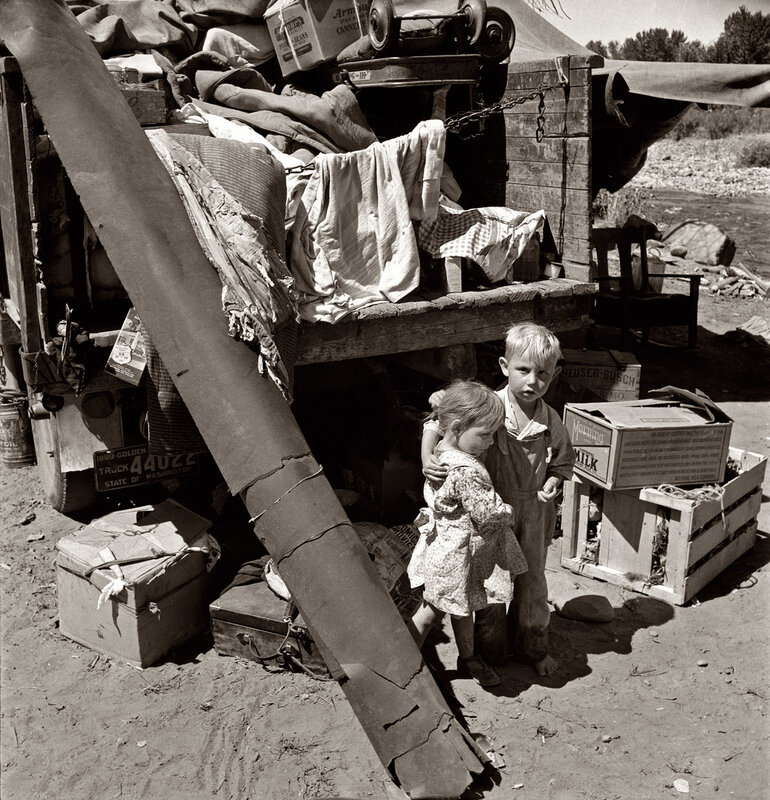 Children with their belongings