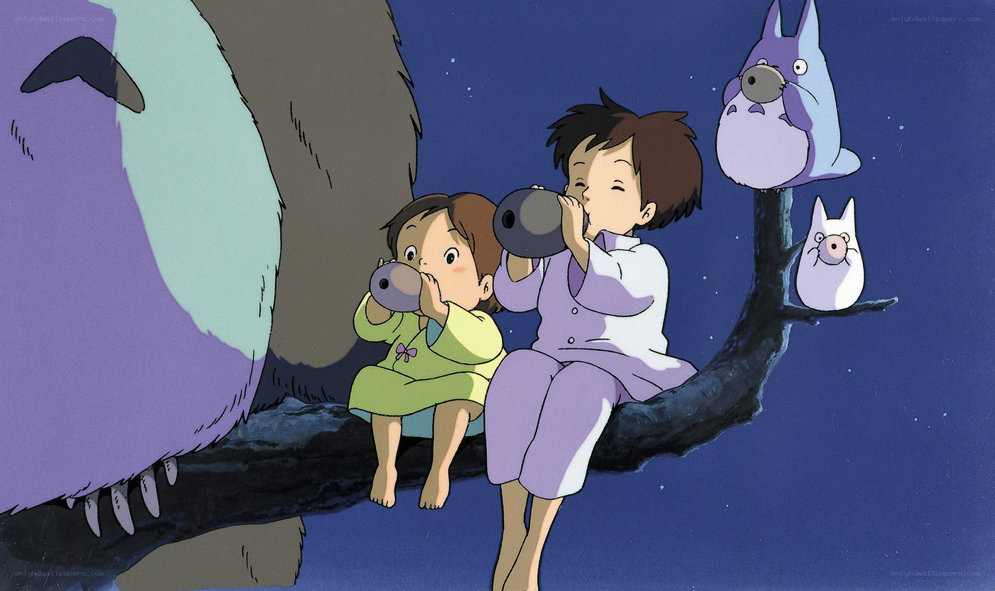 Children with Totoro at night