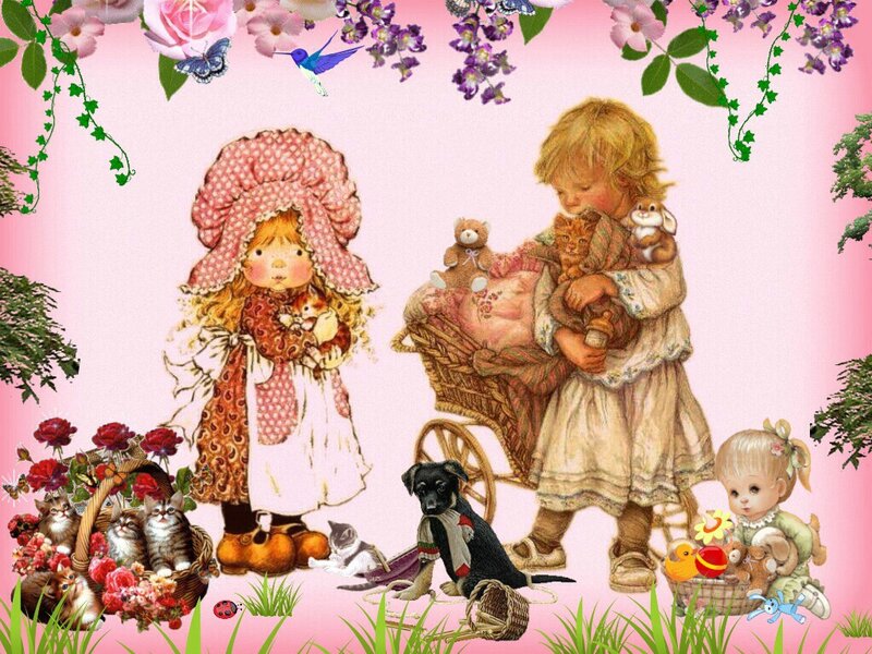 Children with Toys and Animals