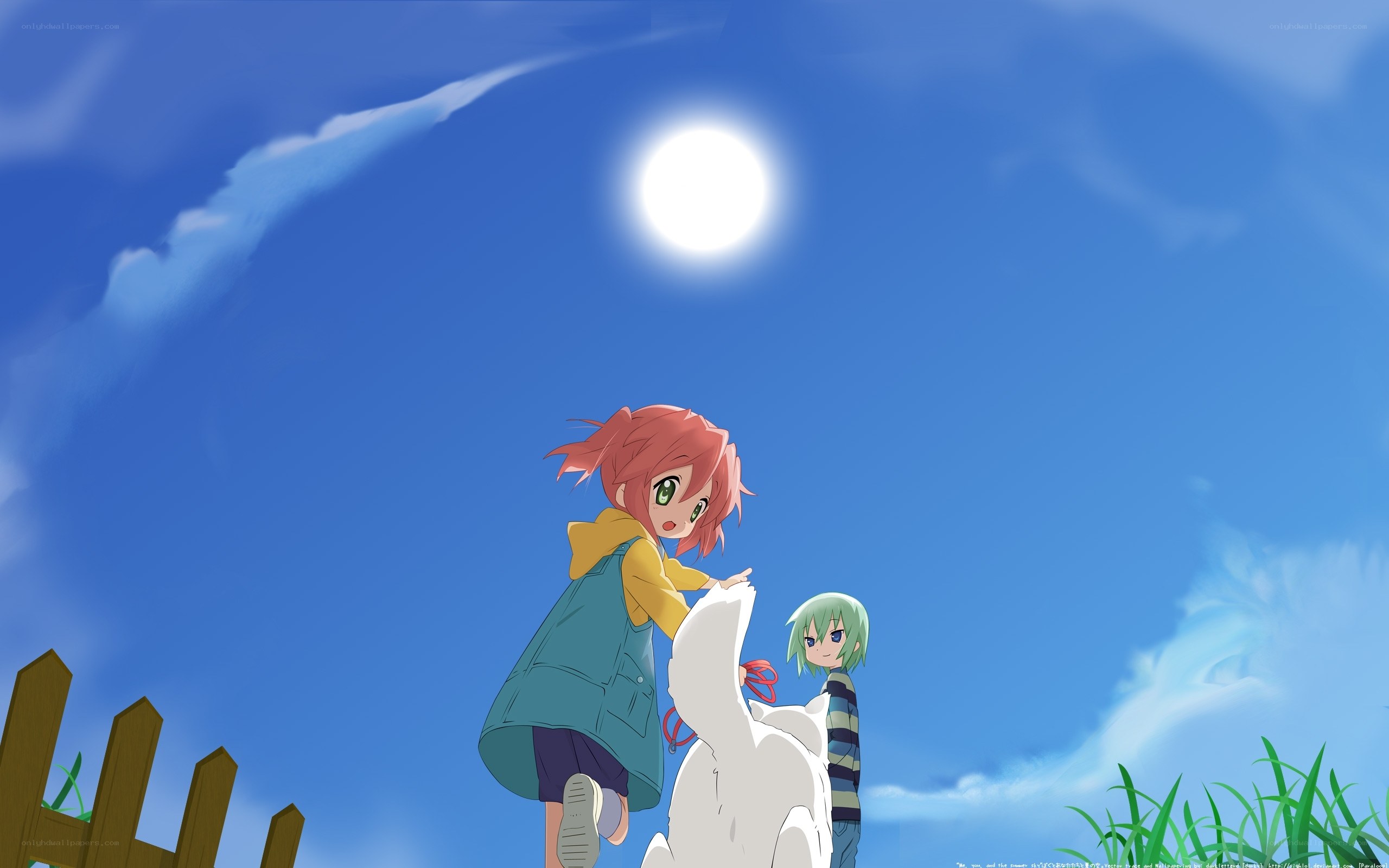 children with white cat under sun