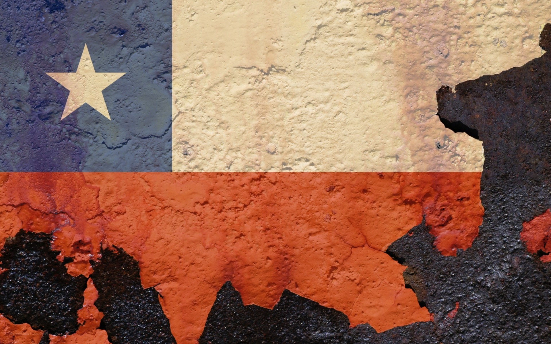 Chilean flag on weathered wall