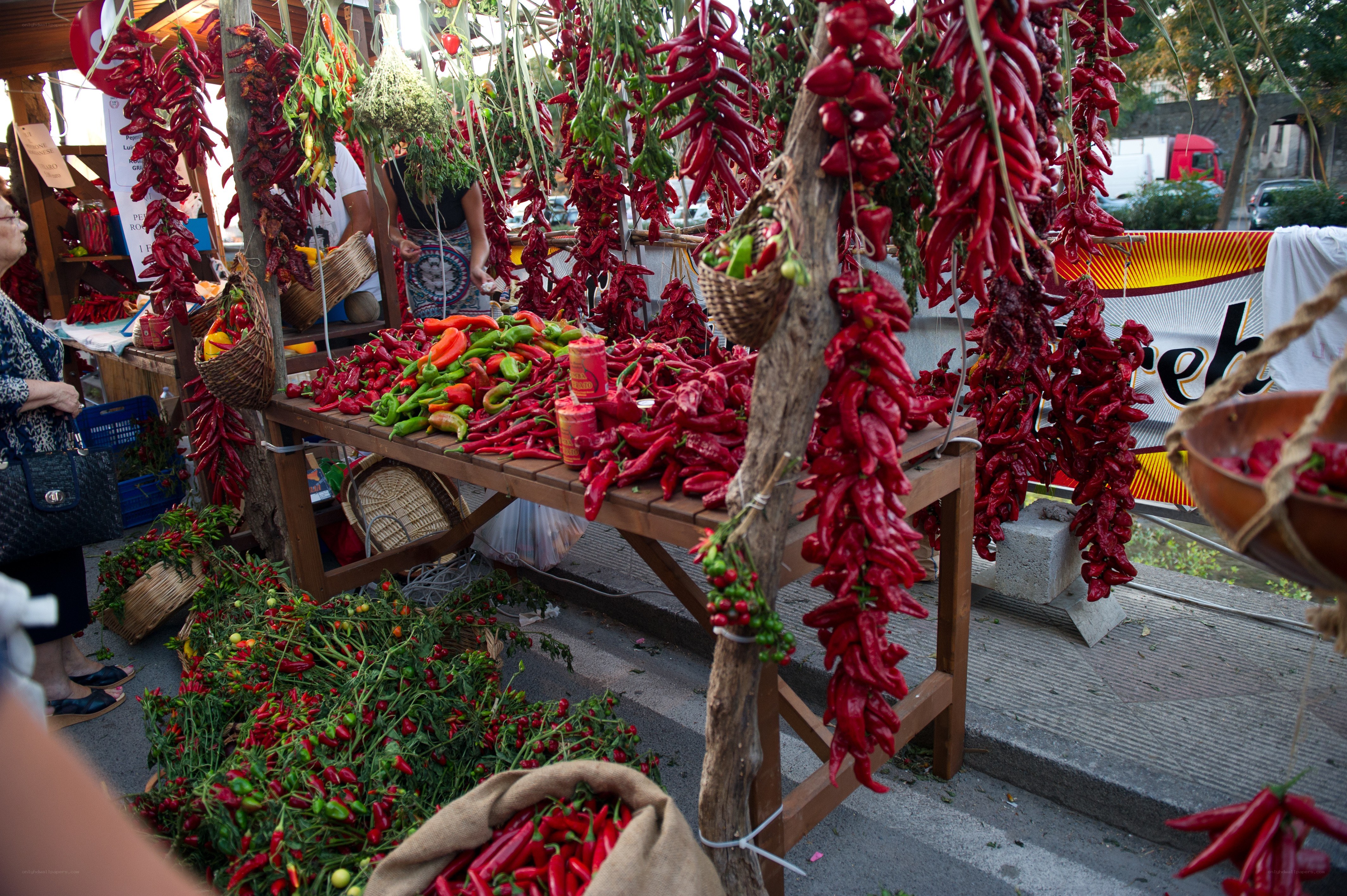 Chili pepper market stall