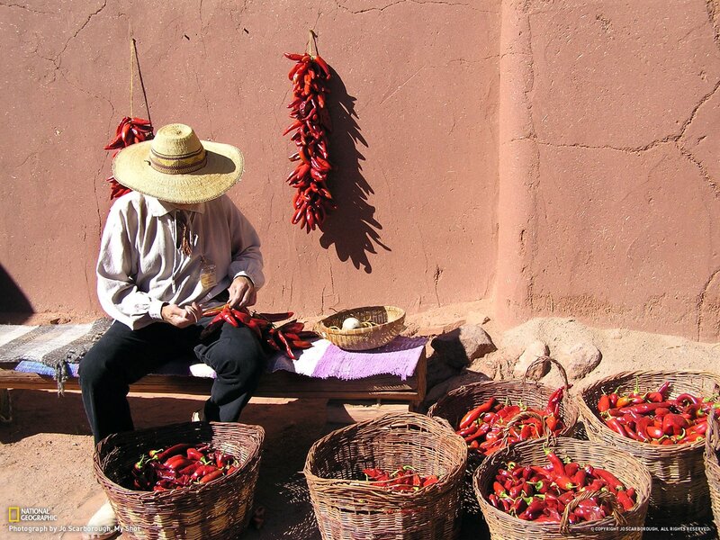 Chili pepper vendor in a village