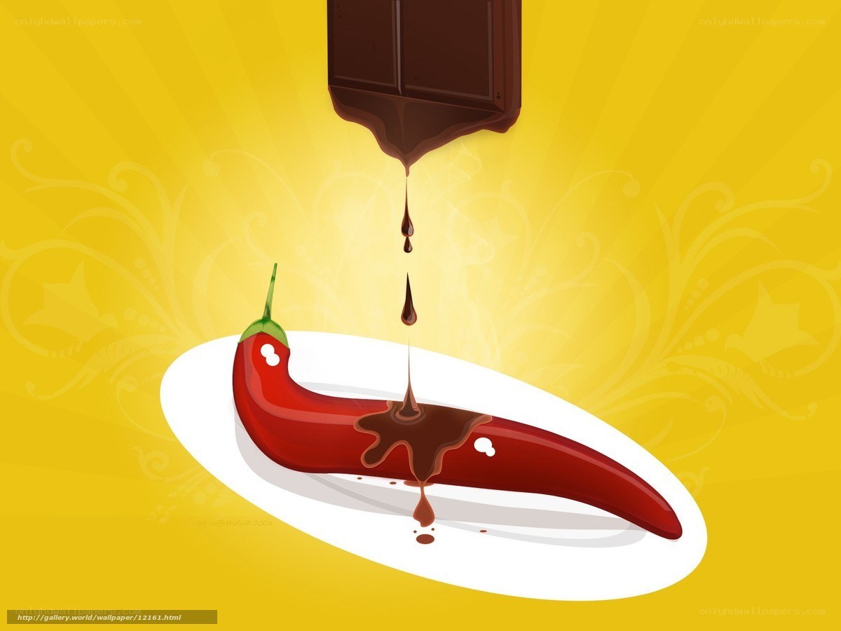 chili pepper with chocolate sauce