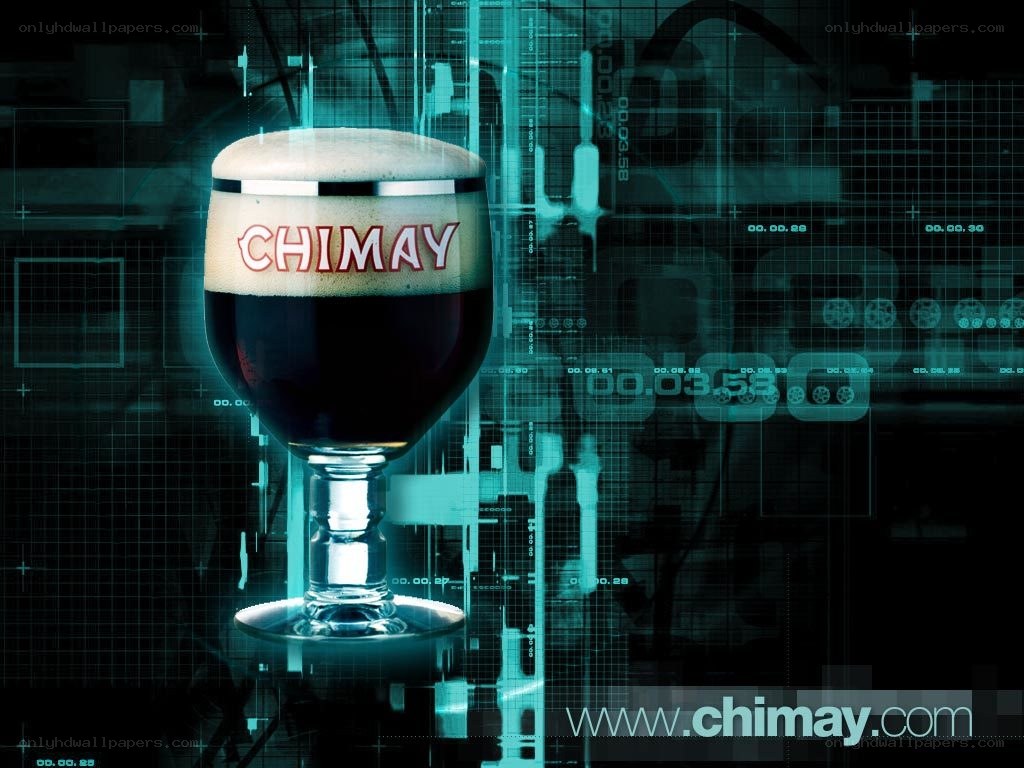 Chimay beer glass on digital background
