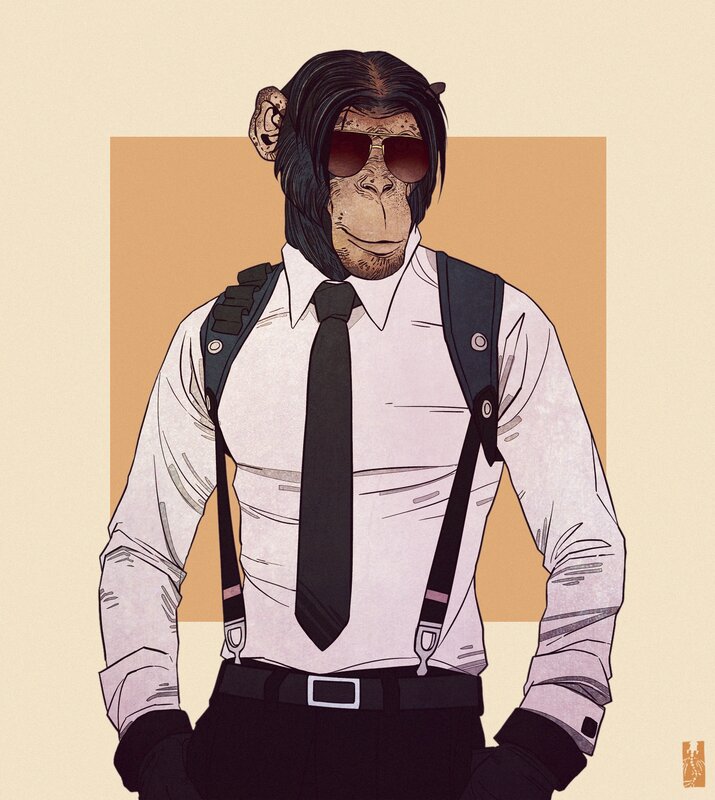 Chimpanzee in Suit — Beige