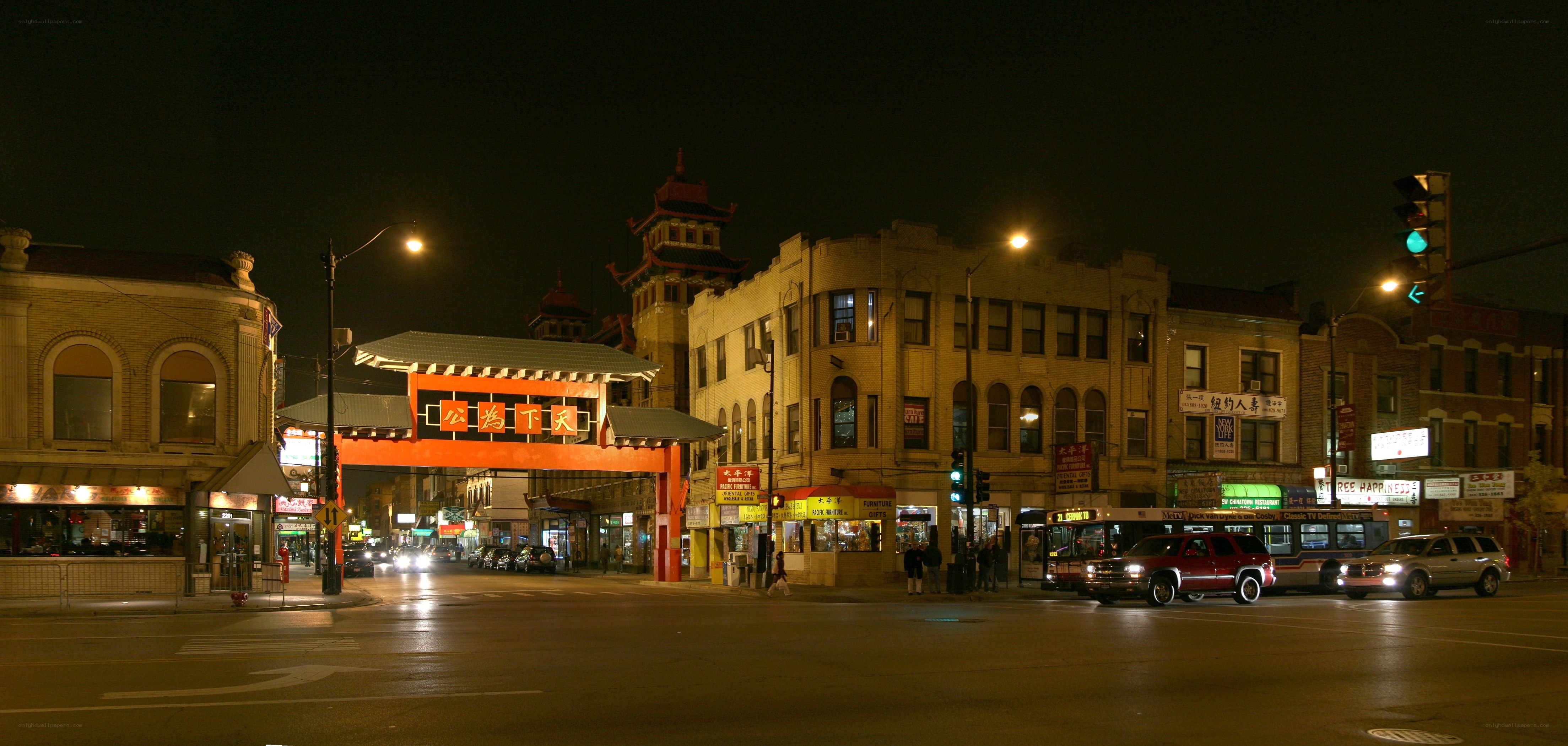 Chinatown gate at night