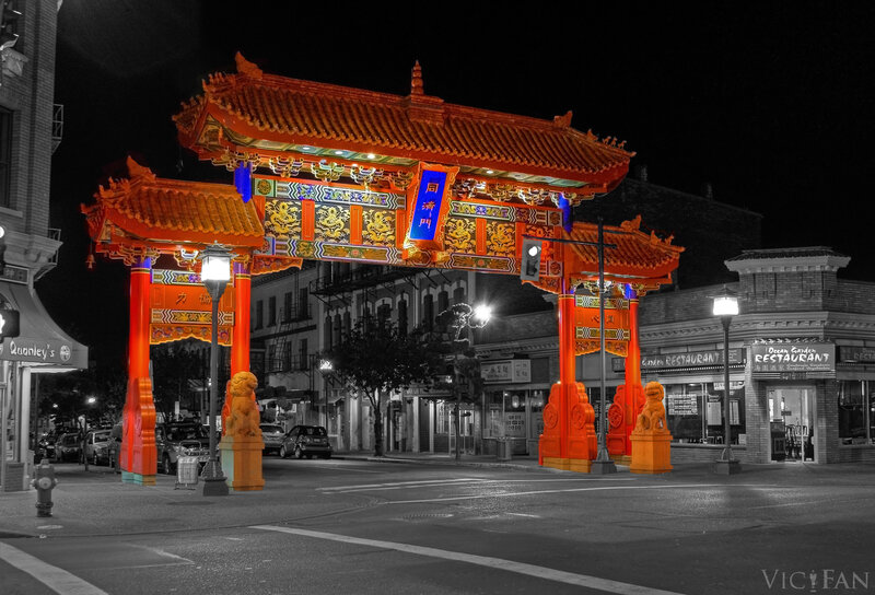 Chinatown gate at night