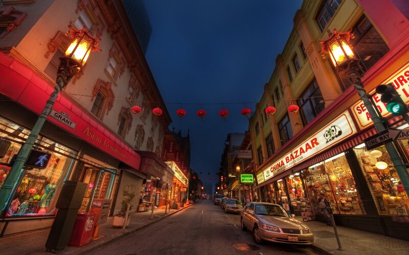 Chinatown street at dusk