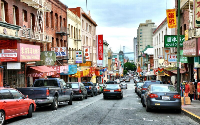 Chinatown Street Scene — Gray
