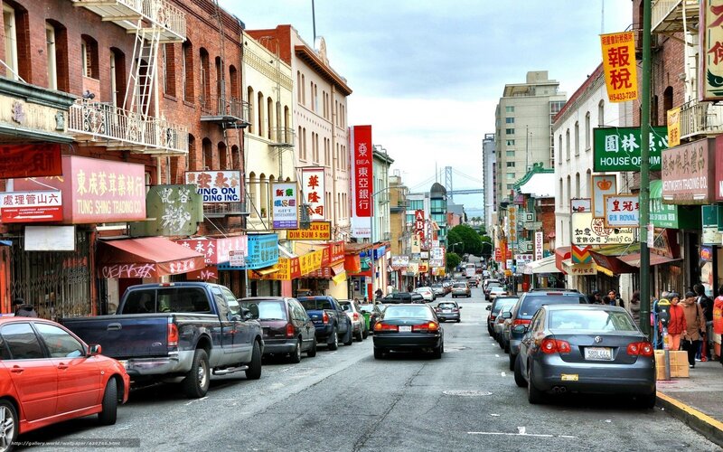 Chinatown Street Scene — Red, Busy