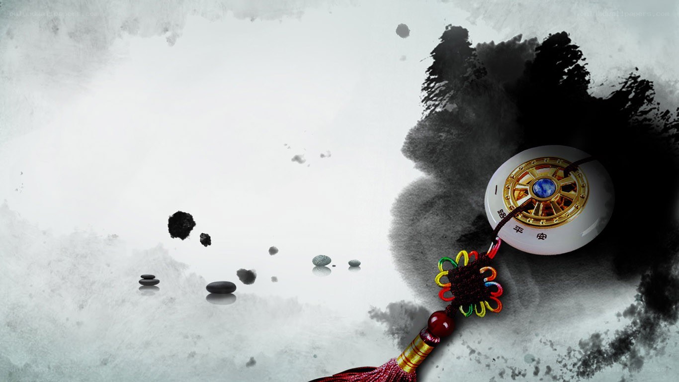 Chinese amulet on ink background