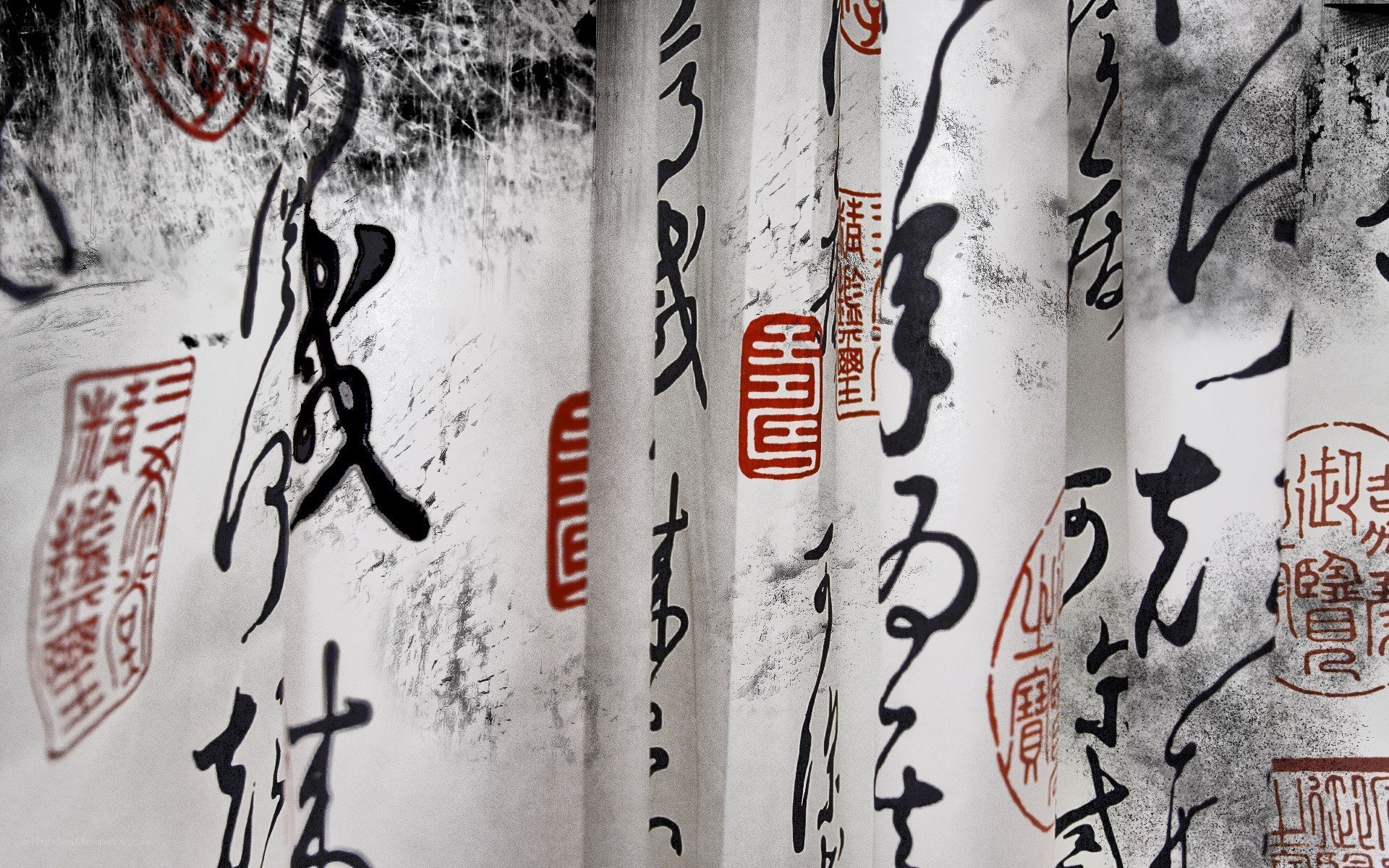 Chinese calligraphy with red seals