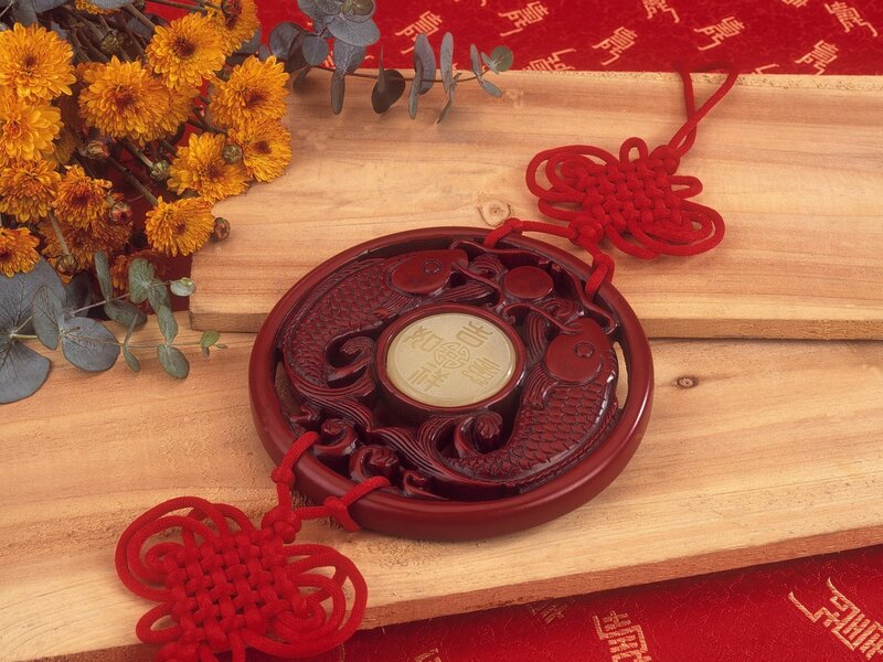 Chinese decorative ornament with koi fish