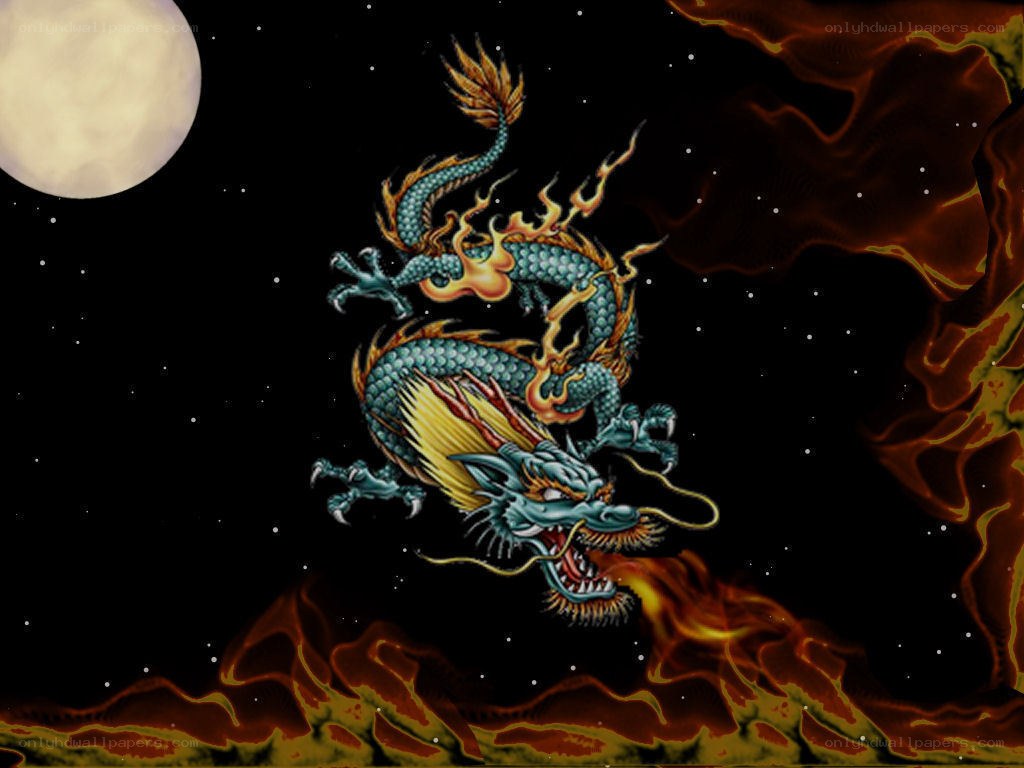 Chinese dragon in night sky
