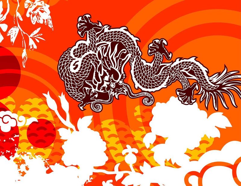 Chinese dragon on vibrant background