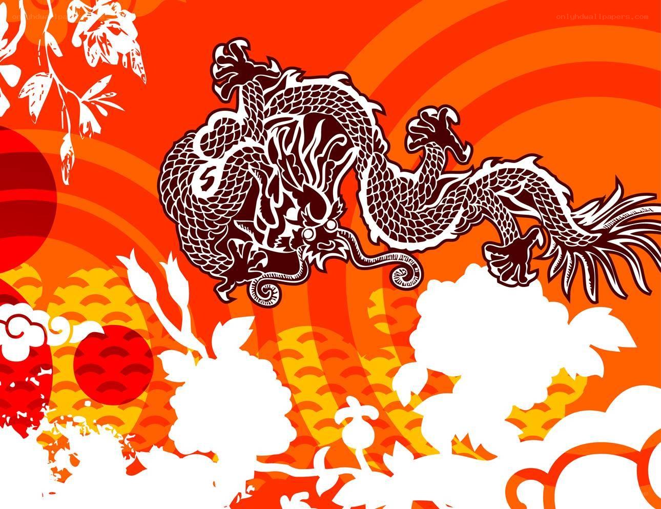 Chinese dragon on vibrant background