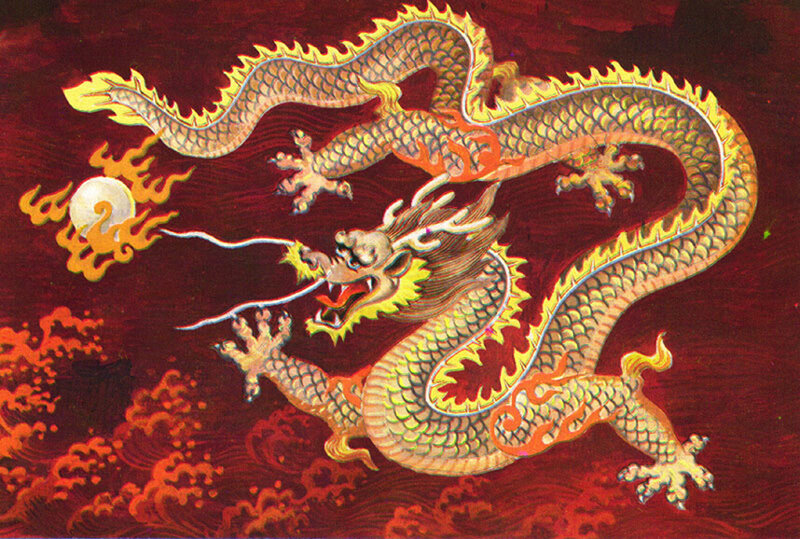 Chinese dragon with pearl