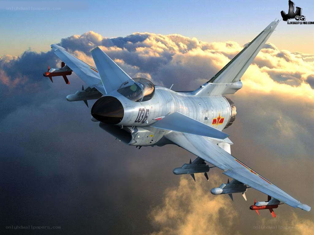 Chinese fighter jet in flight